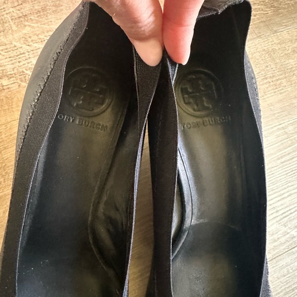 EUC Tory Burch Caroline 65MM Black Leather Wedge - Picture 4 of 9